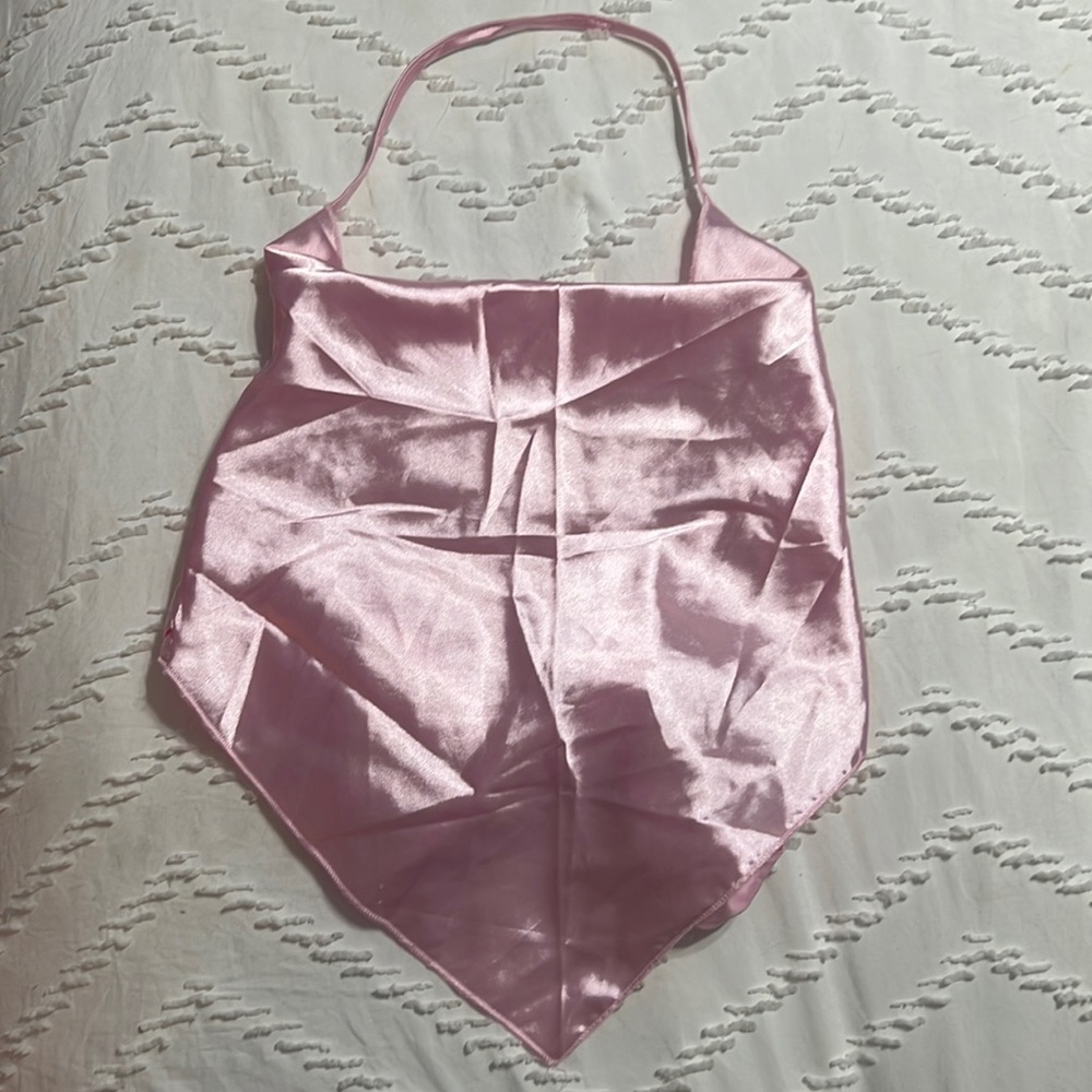 Pink Satin Tie Back Halter Top